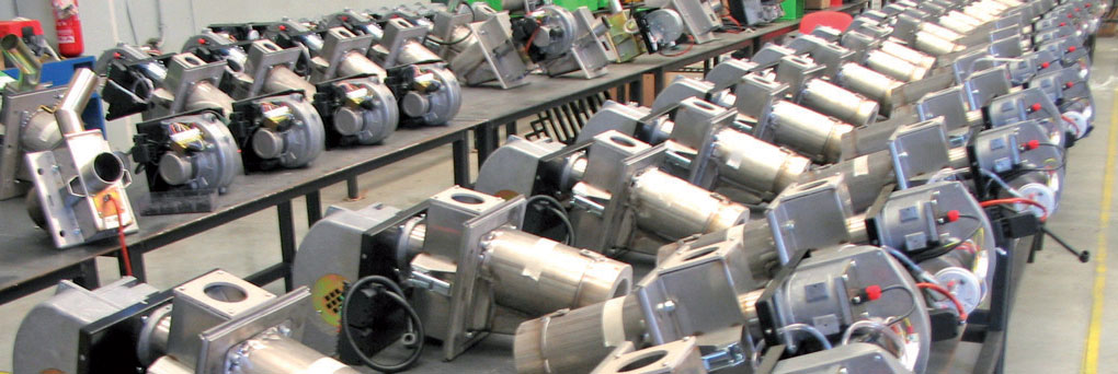 Assembling line of biomass burners